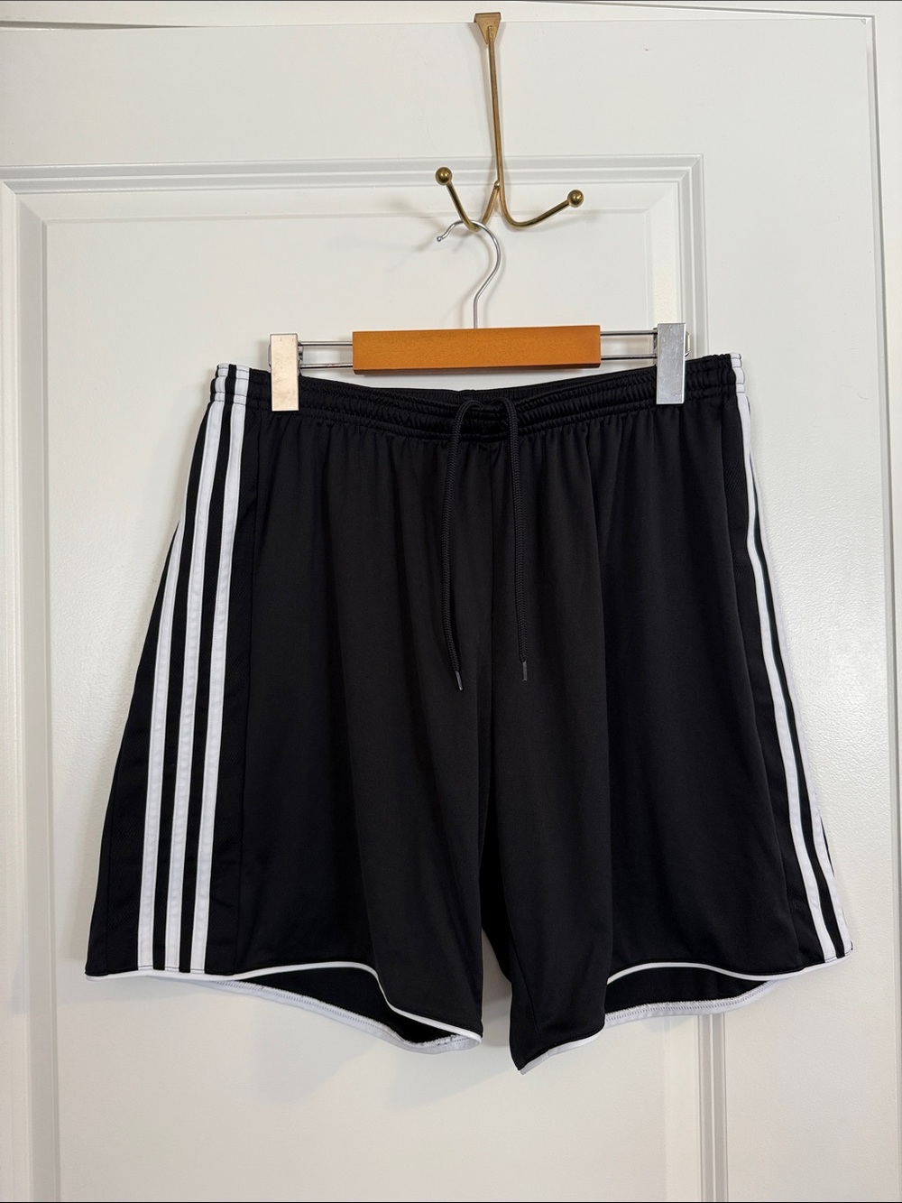 adidas Black Athletic Shorts with White Side Stripes - Picture 1 of 8